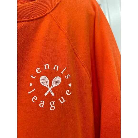 Lou & Grey Tennis League Cozy Cotton Terry Sweatshirt Size Women Crew Orange NEW - Picture 6 of 7